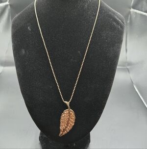 Signed Diva Gold Tone Crystal Leaf Pendant Necklace | Romantic Jewelry